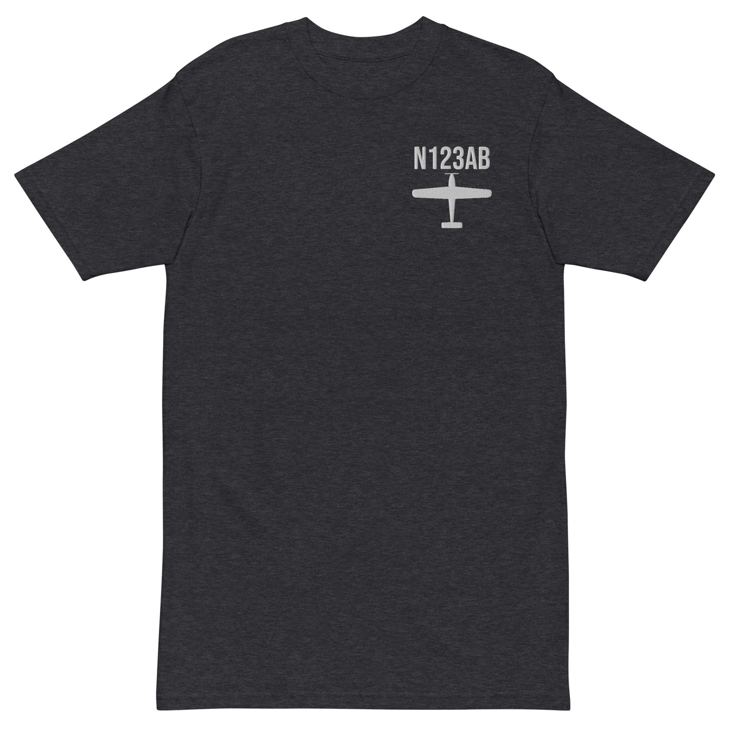 Custom Embroidered Aviation Heavy Cotton Tee with Tail Number